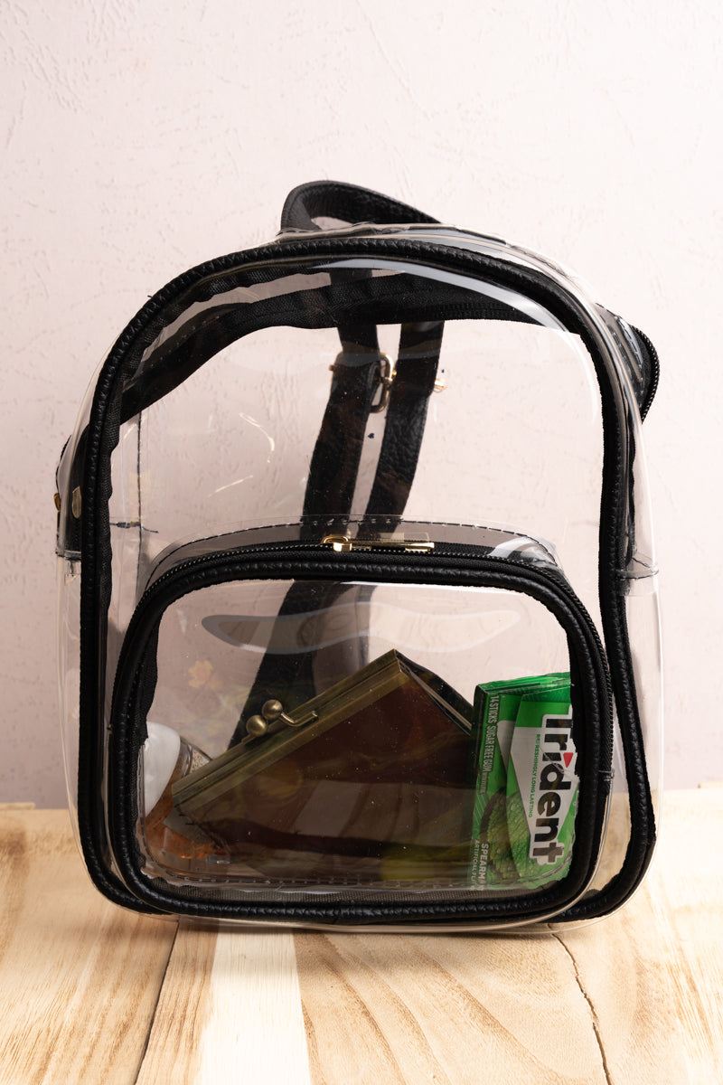 Zahra Clear Backpack with Black Trim